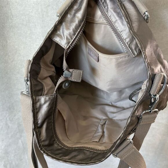 Kipling Angela Metallic Pewter Crossbody Handbag Adjustable Strap - Picture 5 of 10